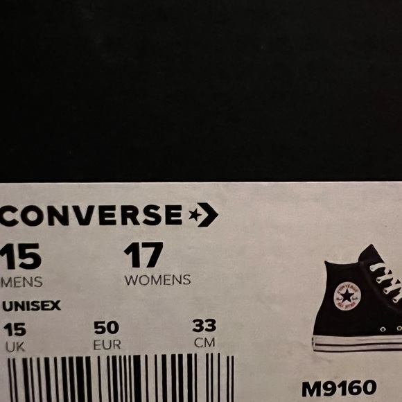 Converse Chuck Taylor All Star UNISEX HIGH TOP White/Black Sneakers M9160 NWT - Picture 3 of 4